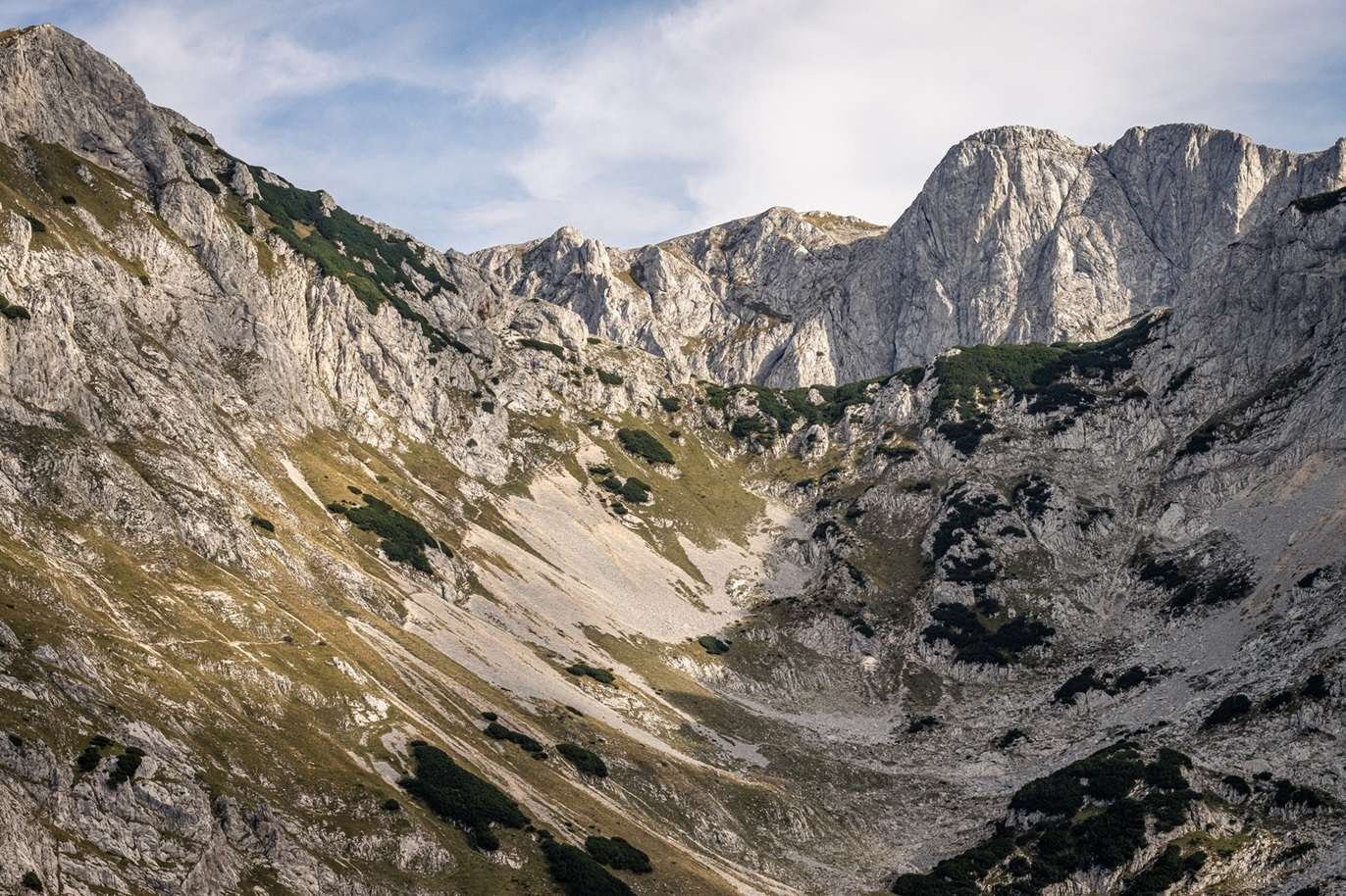 Steep mountains surrounding a valley