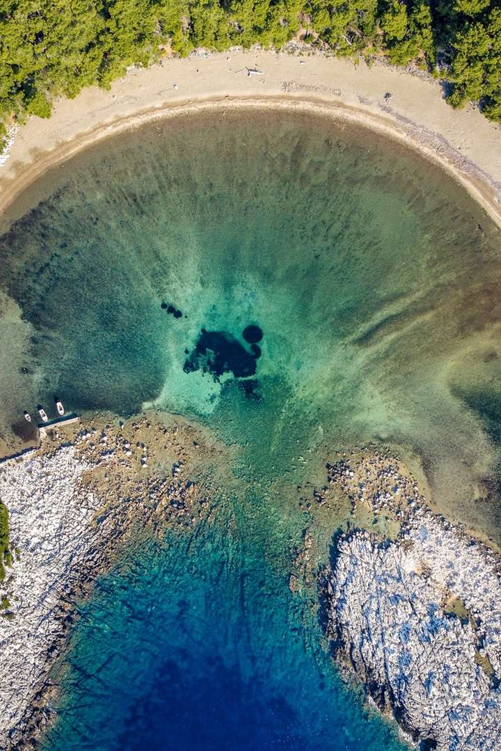 Bay and beach photographed from above