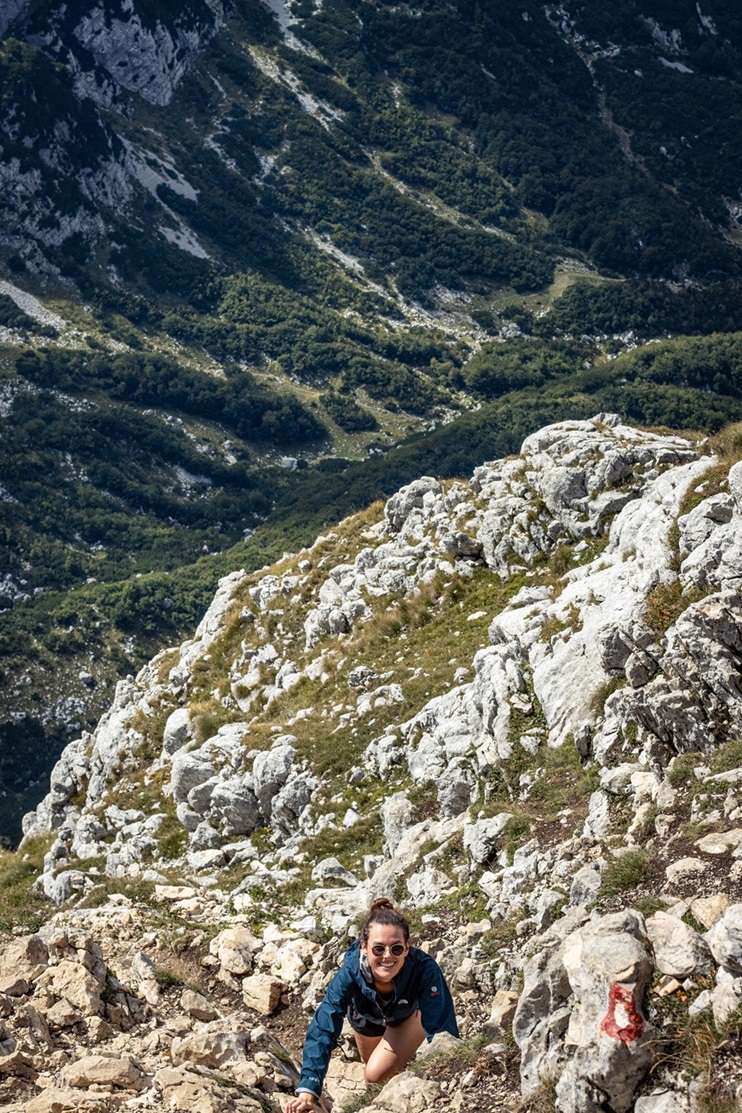 Hiker on a steep trail