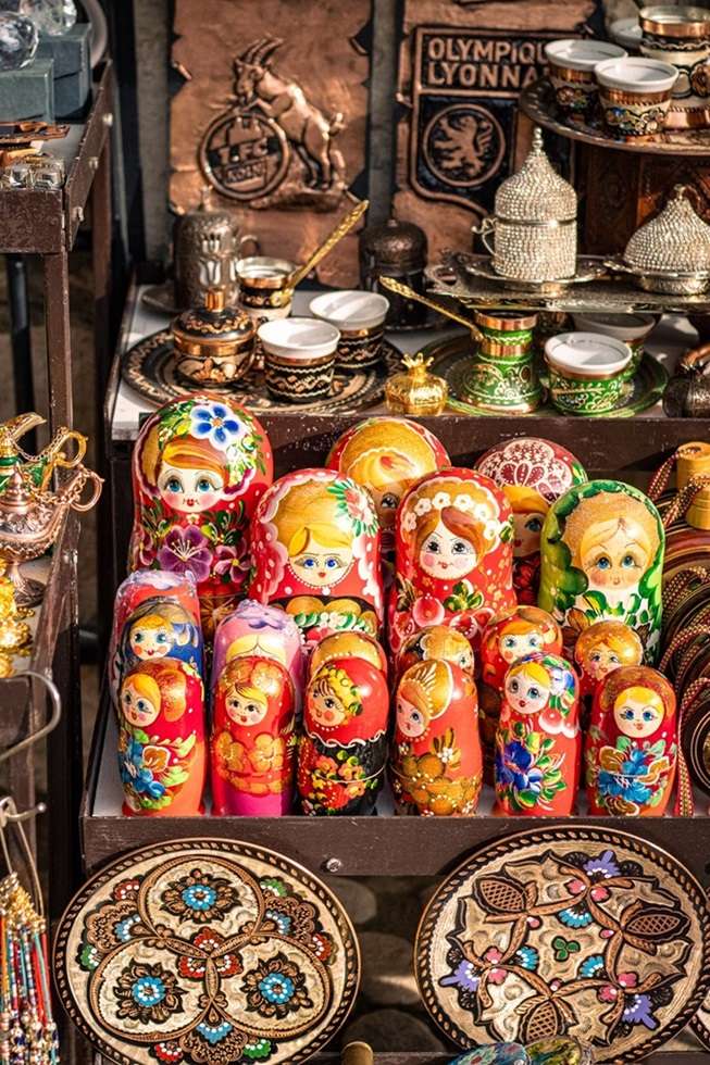 Colorful trinkets at a shop in Mostar