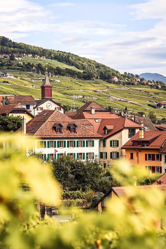 Village in the Lavaux wine region Hiking the Swiss Wine Trail in Lavaux